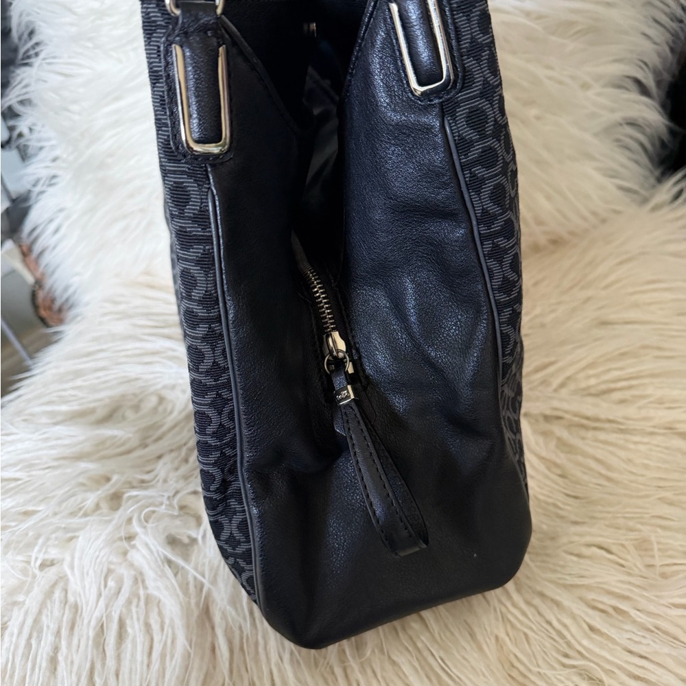 Designer-Patterned Graphite Shoulder Bag with Double Straps - Picture 5 of 13